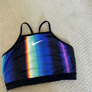 Nike Black and Blue Striped Sports Bra
